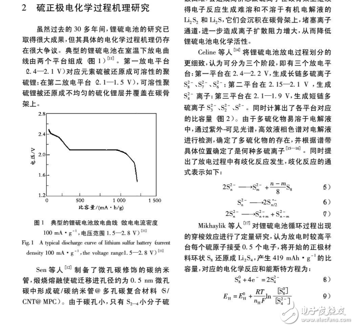鋰硫電池電化學循環過程與硫正極電化學過程機理研究