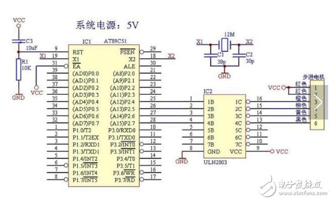 51單片機ULN2003驅動步進電機的典型應用電路圖