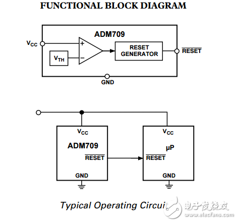 具有復位功能的電源監視器ADM709數據表