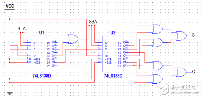 用74ls138設計全加器