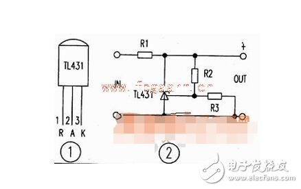 　　工作原理  　　如圖所示，220v電壓經(jīng)變壓器B降壓、D1-D4整流、C1濾波。此外D5、D6、C2、C3組成倍壓電路（使得Vdc＝60V），Rw、R3組成分壓電路，T1431、R1組成取樣放大電路，9013、R2組成限流保護電路，場效應(yīng)管K790作調(diào)整管（可直接并聯(lián)使用）以及C5是輸出濾波器電路等。  　　穩(wěn)壓過程是：當(dāng)輸出電壓降低時，f點電位降低，經(jīng)T1431內(nèi)部放大使e點電壓增高，經(jīng)K790調(diào)整后，b點電位升高；反之，當(dāng)輸出電壓增高時，f點電位升高，e點電位降低，經(jīng)K790調(diào)整后，b點電位降低。  　　從而使輸出電壓穩(wěn)定。當(dāng)輸出電流大于6A時，三極管9013處于截止，使輸出電流被限制在6A以內(nèi)，從而達到限流的目的。本電路除電阻R1選用2W、R2選用5W外，其它元件無特殊要求，其元件參數(shù)如圖3所示。  　　1  　　2  　　基于TL431的延時定時器電路圖  　　1  　　TL431的無反饋，可以看作一個NPN或N - MOS器件高跨導(dǎo)和精確的2.5V接通電壓 。管頭要小心：TL431的引腳上（+電源）是陰極，較低的（供應(yīng)） - 陽極 。。。 它的另一個世界。  　　1  　　重負(fù)荷（超過100毫安），可以通過完全脫鉤的繼電器或optocouples供電，或與PNP（P - MOS）開關(guān)晶體管。為監(jiān)管機構(gòu)制定的特殊的PNP類型 - 這些具有低壓降和不需要很多的基極電流。  　　1  　　要添加遲滯（正反饋） - 添加另一個PNP逆變器。從電源紋波穩(wěn)壓器中分離出來的RS - DS輸入網(wǎng)絡(luò)。  　　1  　　基本定時器配置。設(shè)置起動電流通過RT為100uA（遠(yuǎn)高于基輸入繪制2uA）。開啟延時T1 = 2.5V/U1 *（RT * NO）。斷電延時通常是由負(fù)載電流，但你必須考慮電源capacitanca和泄漏（C2，R2）的影響。  　　工作例如：連續(xù)兩次在電子管放大器的延遲（45秒，60秒）。齊納穩(wěn)壓電源供應(yīng)器（它可以摩托艇沒有它 - 繼電器的電流是相當(dāng)高的，100mA的）分離定時電容。  　　如果連續(xù)兩次延遲有一個相對較小的時間傳播 - 使用單一的定時電容：  　　1
