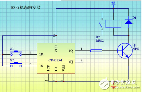 CD4013集成電路信號傳送特性及應用電路（多地控制燈開關）