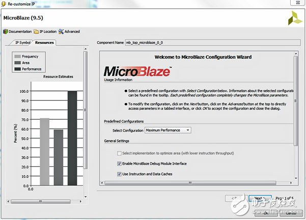 圖 1：選擇 MicroBlaze 的配置。