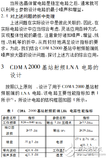 CDMA射頻前端低噪聲放大器電路設計研究
