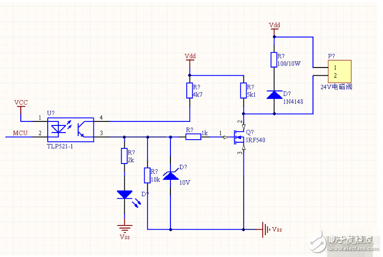 單片機5V輸出怎么樣去驅(qū)動一個24V的電磁閥？