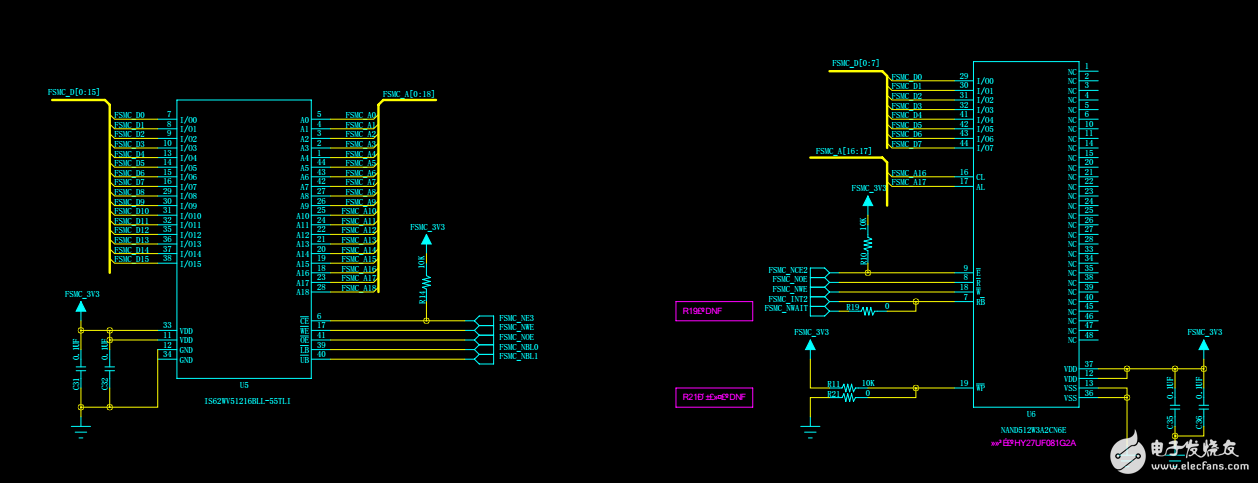 內存模塊(SRAM-NOR-NAND)原理圖