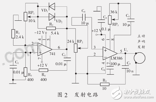 LM386應(yīng)用電路之小功率主動(dòng)聲吶發(fā)射及接收電路