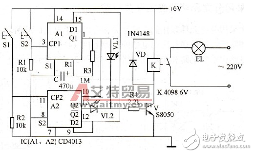 cd4013樓梯延時照明燈的應(yīng)用