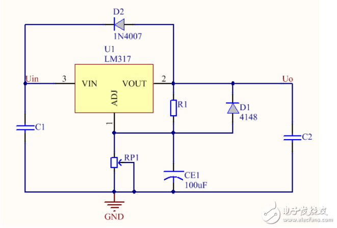 LM317穩壓器的限流保護電路