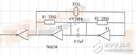由74HC04組成的并聯諧振振蕩電路