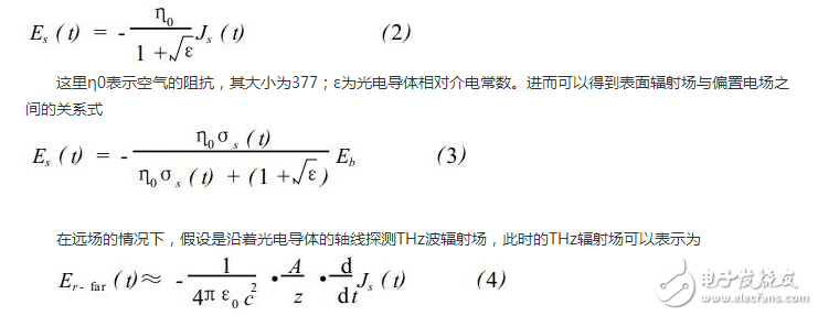 光電導天線產生太赫茲波的微觀機制理論分析和計算