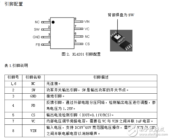 xl4201 pdf中文資料涵蓋了xl4201引腳及xl4201應用電路圖分析。