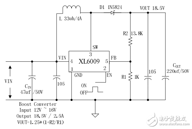 xl6009芯片中文資料及升壓應用電路（工作原理、引腳圖及功能、內部結構及參數）