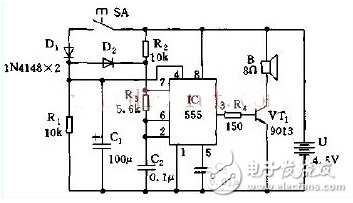 最簡單電子門鈴電路圖大全（晶體管\時基電路\多諧振蕩器\NS5603\KD2538）
