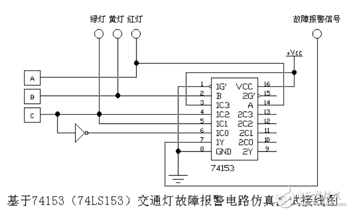 數據選擇器74ls153應用電路圖大全（表決電路\交通燈\報警電路）