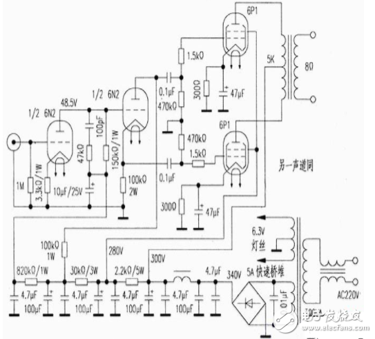 簡(jiǎn)易電子管功放電路圖大全（6P3P\TDA2822\MC-275\6N5P電子管）