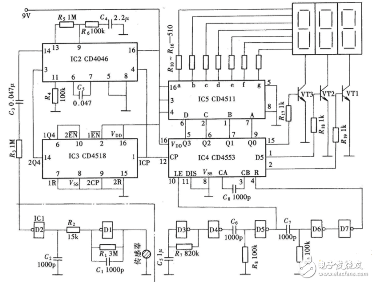 cd4046應用電路圖大全（金屬探測儀/頻率計/充電器/信號發生器）