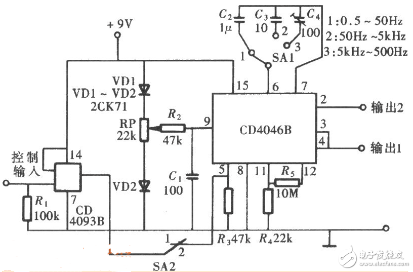 cd4046應用電路圖大全（金屬探測儀/頻率計/充電器/信號發生器）