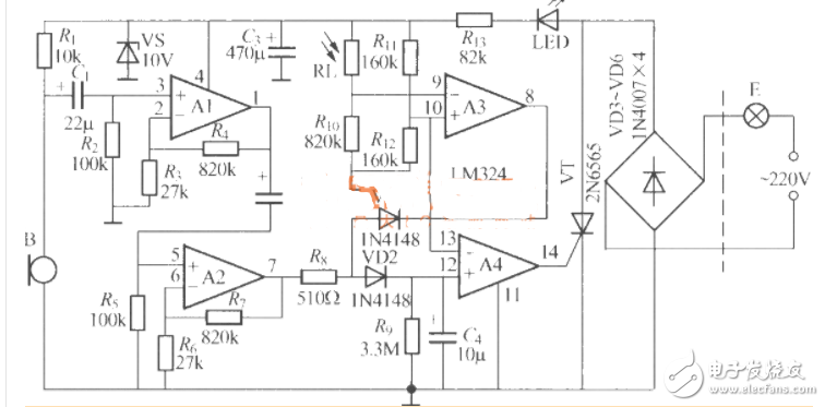 聲光控制電路圖大全（聲光控節(jié)能燈/延時節(jié)電燈/聲光控樓梯延遲開關電路）