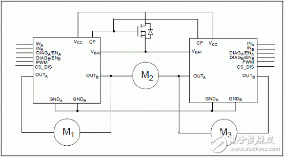 馬達驅(qū)動評估板STEVAL-VNH5019A主要特性,電路圖