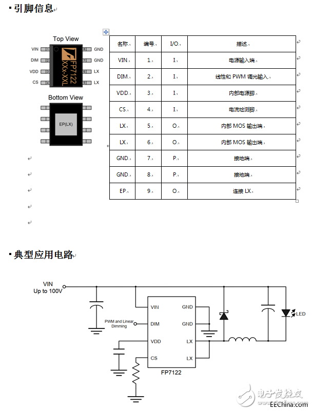 基于FP7122系列LED驅動IC的調光電路設計